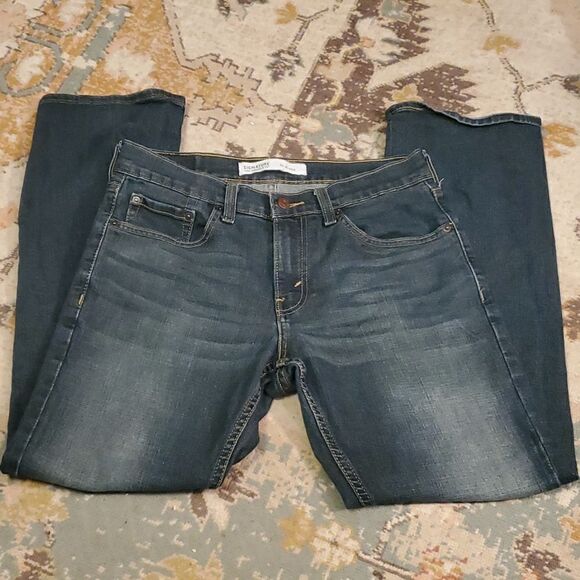 Levis Signature Jeans Men's 30x30.5 S61 Relaxed Straight Leg Dark Wash, low rise - Picture 2 of 8